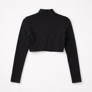 Naked‎ Wardrobe Black Crop Top Long Sleeve Bodycon Balletcore  Size Medium